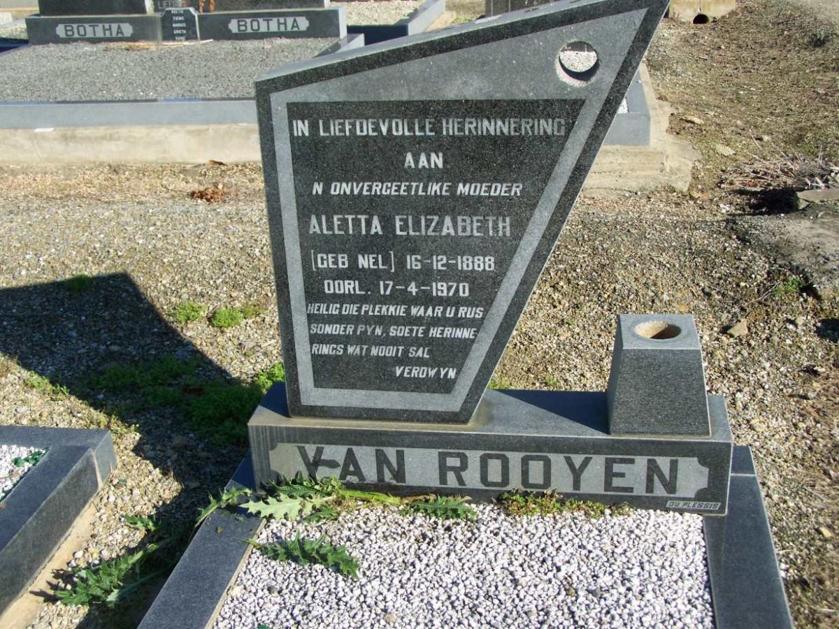 ROOYEN Aletta Elizabeth, van nee NEL 1888-1970