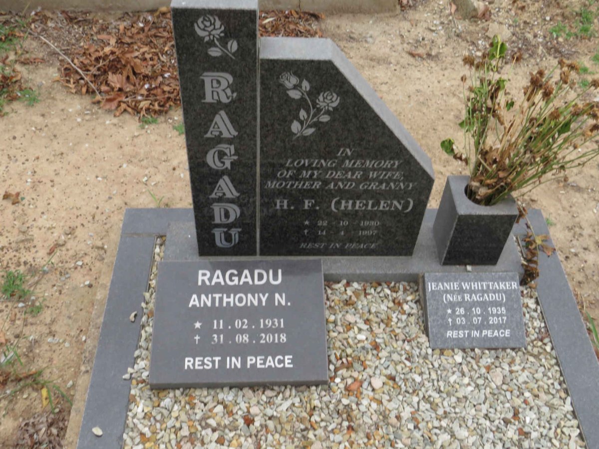 RAGADU H.F. 1930-1997 :: RAGADU Anthony N. 1931-2018 :: WHITTAKER Jeanie nee RAGADU 1933-2017