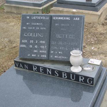 RENSBURG Collins, van 1916-1987 &amp; Bettie 1919-1998