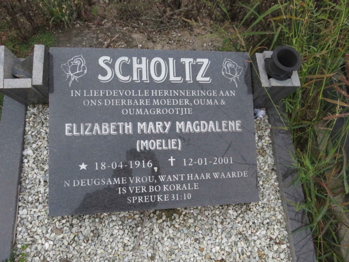 SCHOLTZ Elizabeth Mary Magdalene 1916-2001