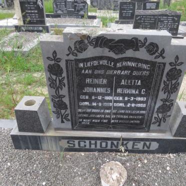 SCHONKEN Reinier Johannes 1901-1969 &amp; Aletta Hermina C. 1903-1968