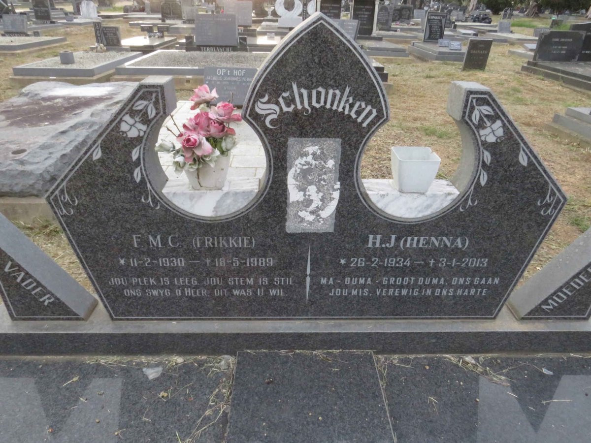 SCHONKEN F.M.C. 1930-1989 &amp; H.J. 1934-2013