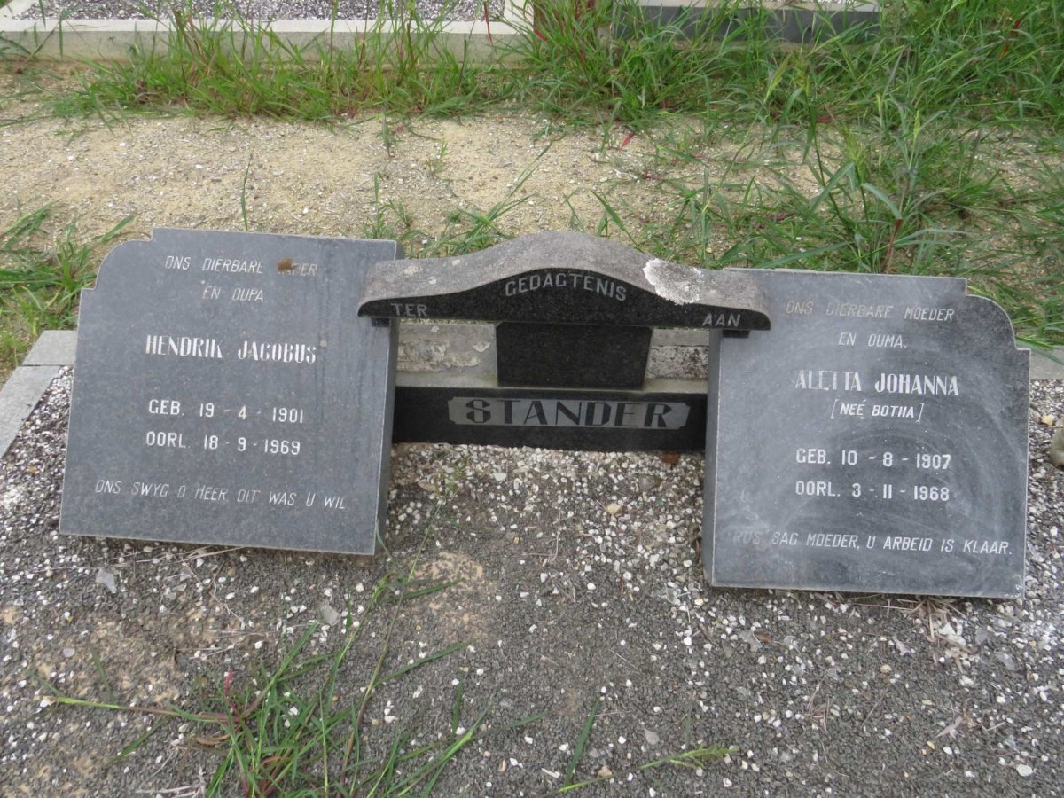 STANDER Hendrik Jacobus 1901-1969 &amp; Aletta Johanna BOTHA 1907-1968