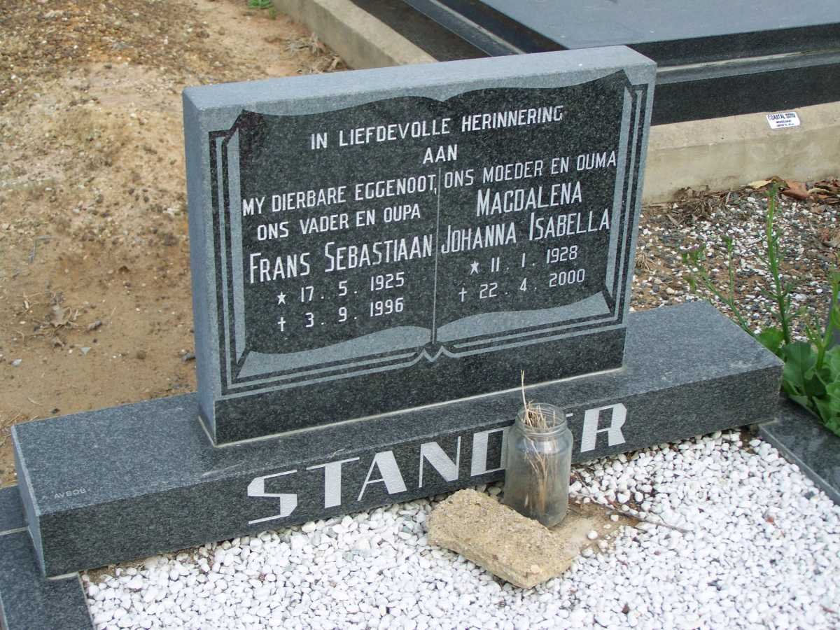 STANDER Frans Sebastiaan 1925-1996 &amp; Magdalena Johannes Isabella 1928-2000