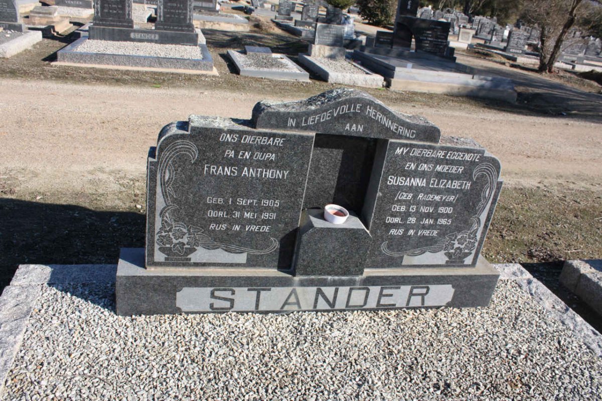 STANDER Frans Anthony 1905-1991 &amp; Susanna Elizabeth RADEMEYER 1900-1965