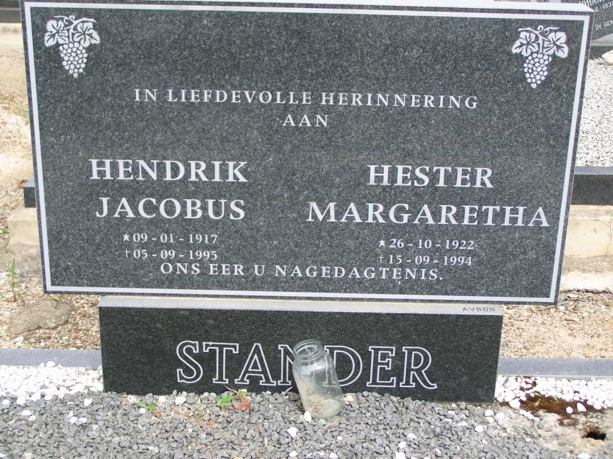STANDER Hendrik Jacobus 1917-1995 &amp; Hester Margaretha 1922-1994