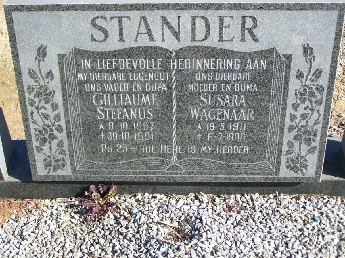 STANDER Gilliaume Stefanus 1907-1991 &amp; Susara Wagenaar 1911-1996