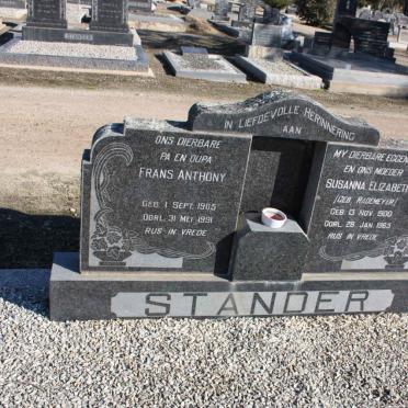 STANDER Frans Anthony 1905-1991 &amp; Susanna Elizabeth RADEMEYER 1900-1965