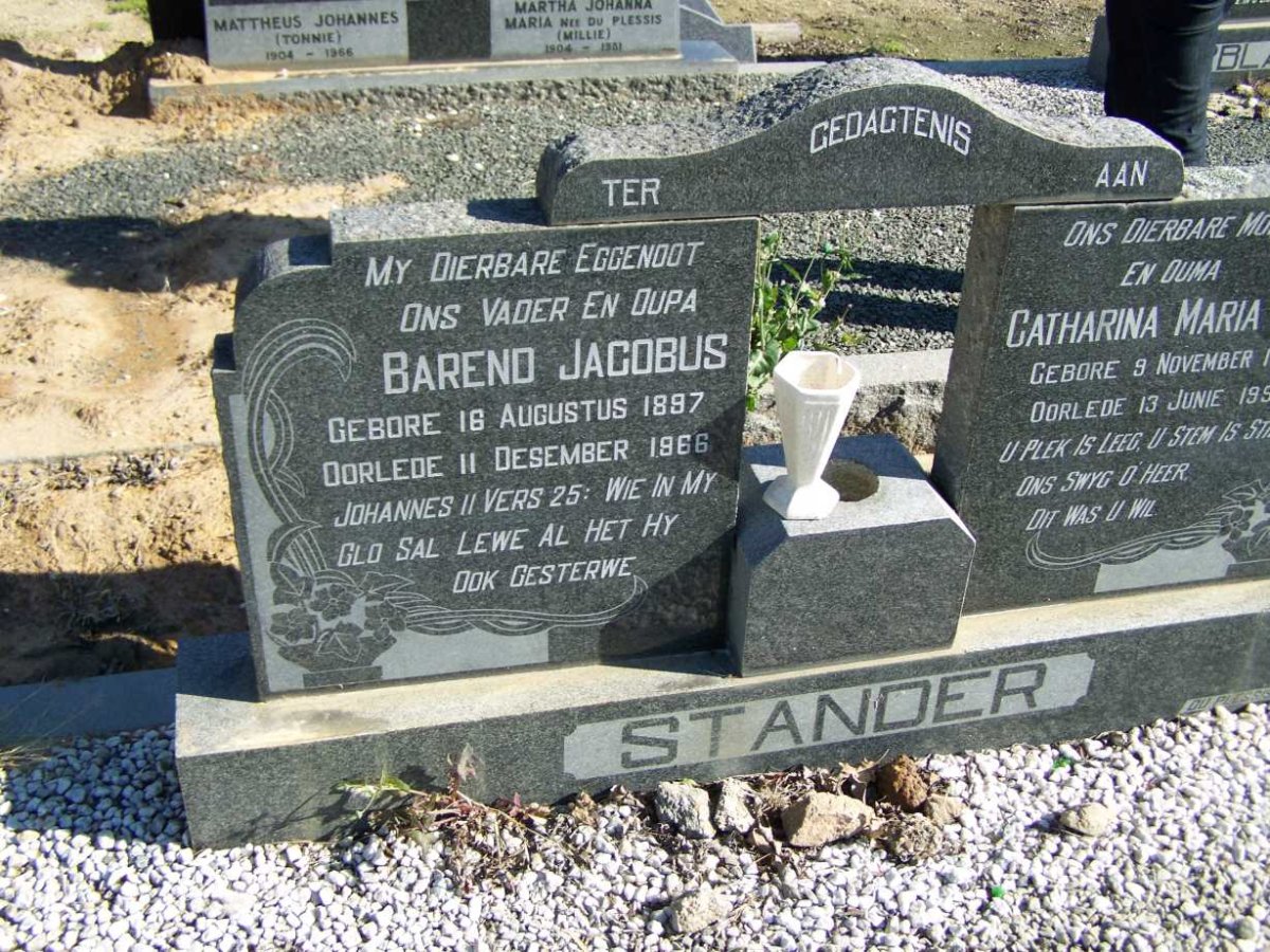 STANDER Barend Jacobus 1897-1966 &amp; Catharina Maria E. 1907-1990