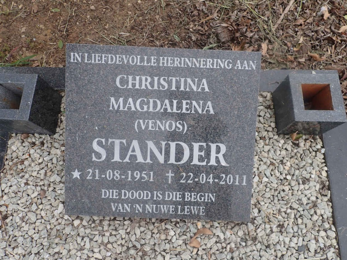 STANDER Christina Magdalena nee VENOS 1951-2011