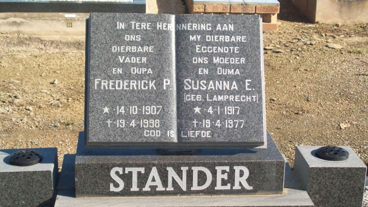 STANDER Frederick P. 1907-1998 &amp; Susanna E. LAMPRECHT 1917-1977