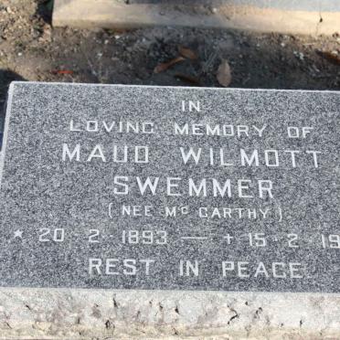 SWEMMER Maud Wilmott nee Mc CARTHY 1893-1973