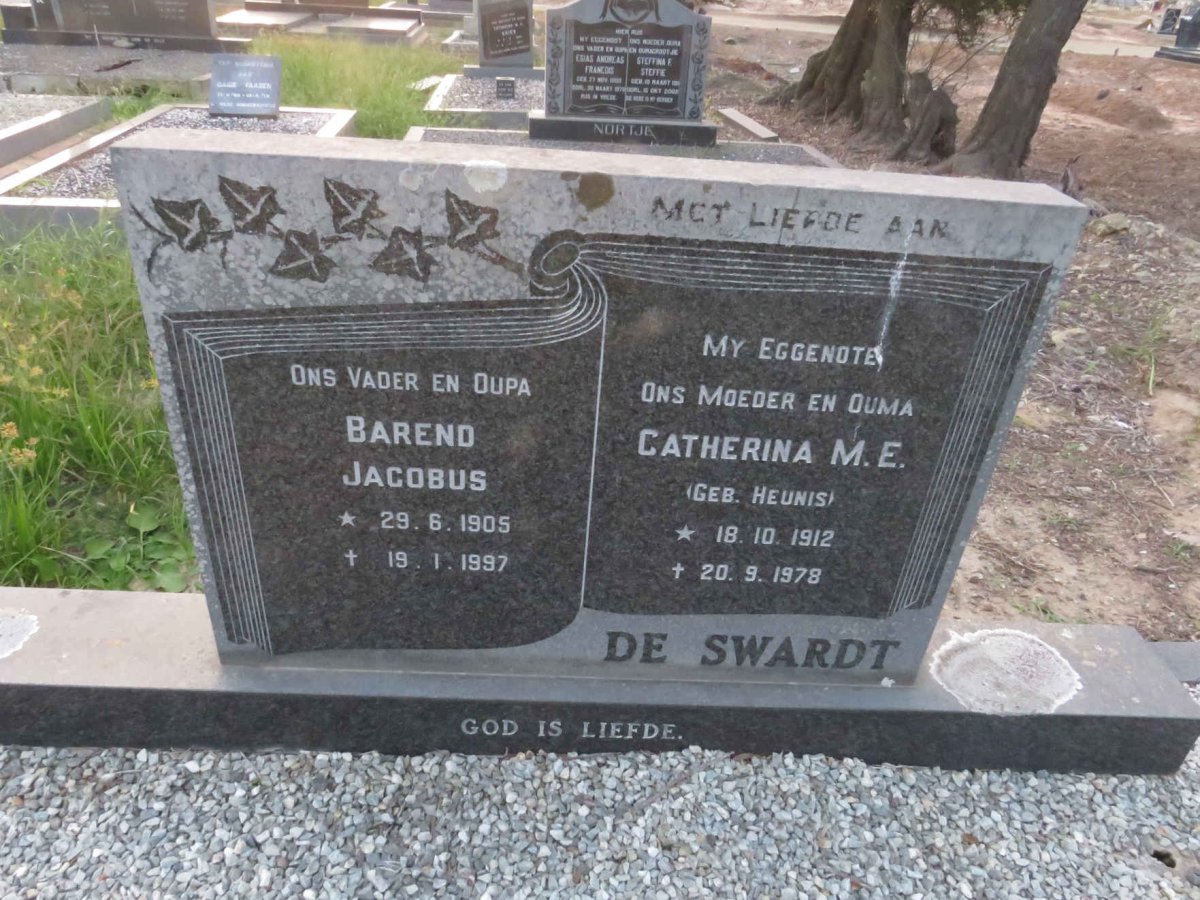 SWARDT Barend Jacobus, de 1905-1997 & Catherina M.E. HEUNIS 1912-1978