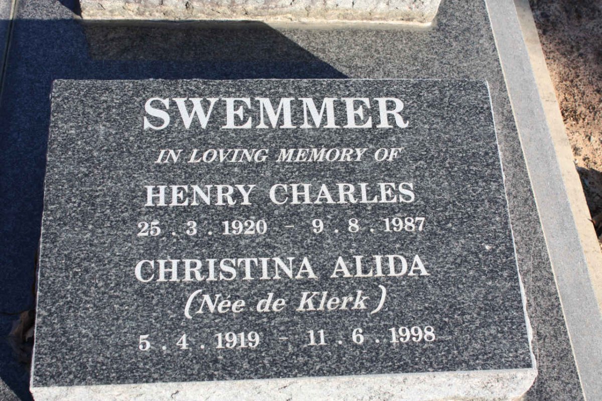SWEMMER Henry Charles 1920-1987 &amp; Christina Alida de KLERK 1919-1998
