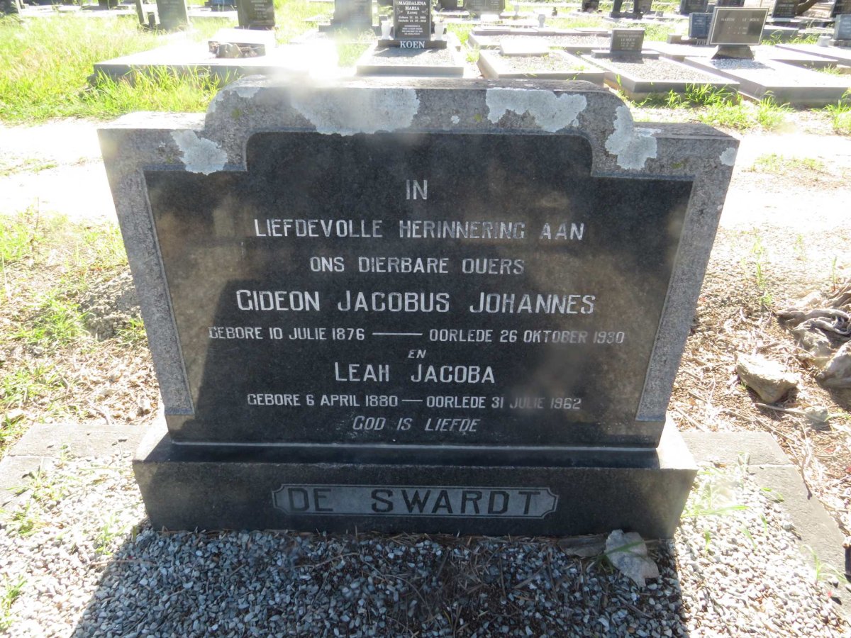 SWARDT Gideon Jacobus Johannes, de 1876-1930 & Leah Jacoba 1880-1962