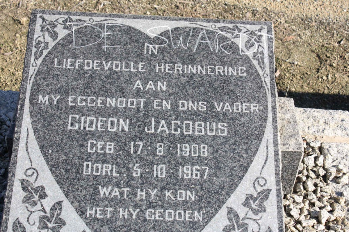 SWARDT Gideon Jacobus, de 1908-1967