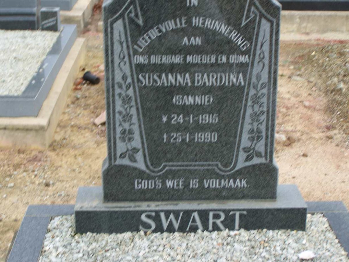 SWART Susanna Bardina 1915-1990