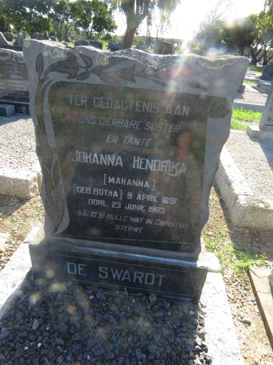 SWARDT Johanna Hendrika, de nee BOTHA 1891-1963