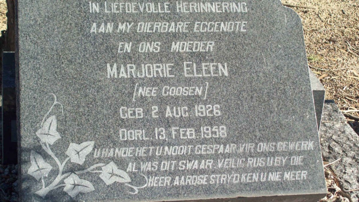 SWARDT Marjorie Eleen, de nee GOOSEN 1926-1958