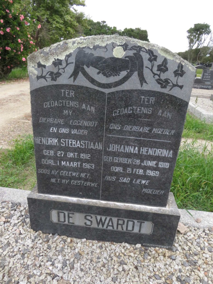 SWARDT Hendrik Stebastiaan, de 1912-1963 & Johanna Hendrina GERBER 1918-1969
