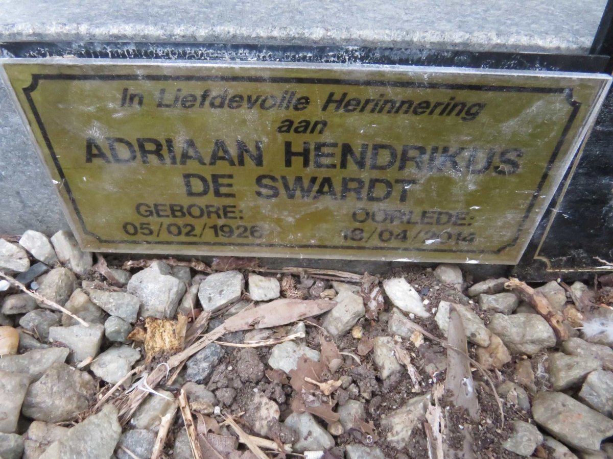SWARDT Adriaan Hendrikus, de 1926-2014