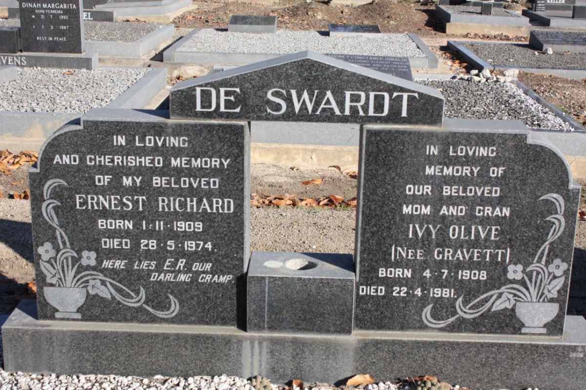 SWARDT Ernest Richard, de 1909-1974 &amp; Ivy Olive GRAVETT 1908-1981
