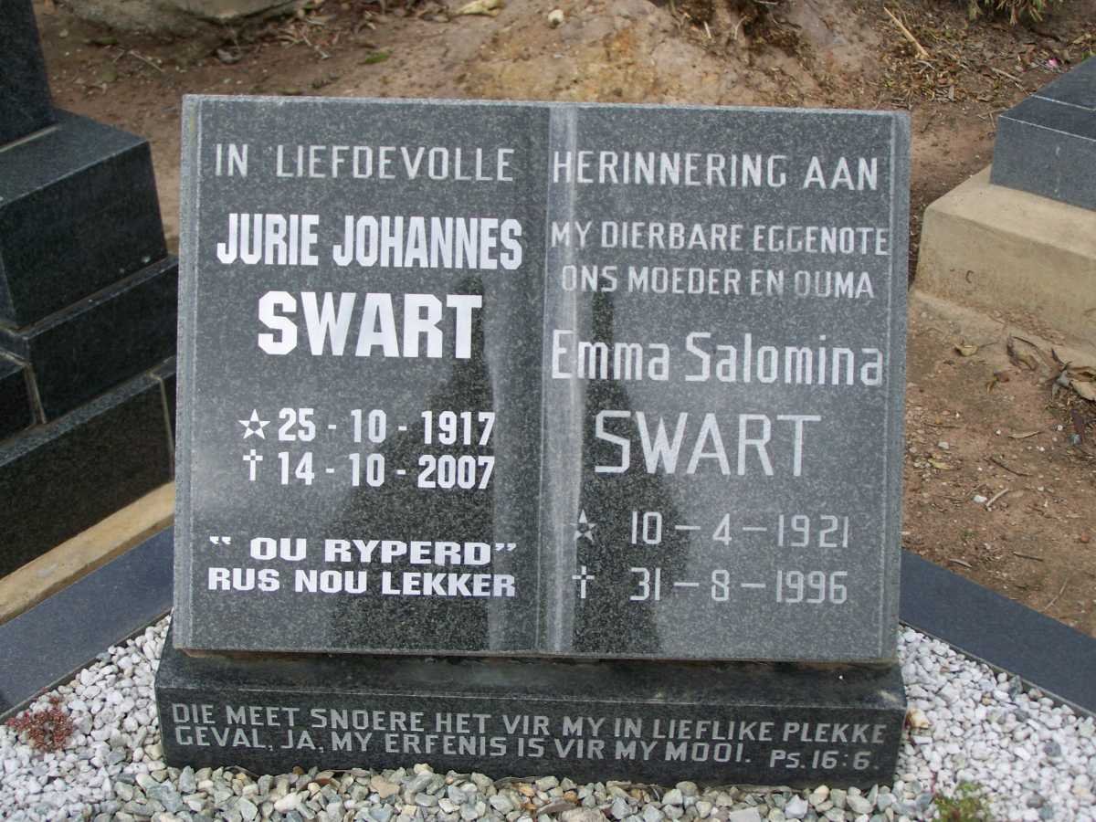 SWART Jurie Johannes 1917-2007 &amp; Emma Salomina 1921-1996