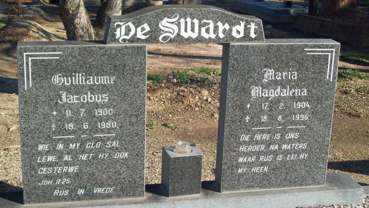 SWARDT Guilliaume Jacobus, de 1900-1980 &amp; Maria Magdalena 1904-1996