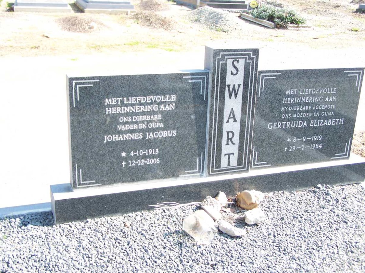 SWART Johannes Jacobus 1913-2006 &amp; Gertruida Elizabeth 1919-1984