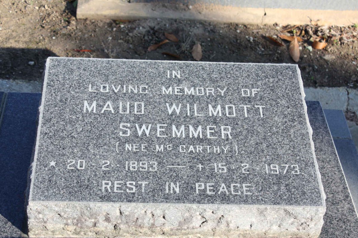 SWEMMER Maud Wilmott nee Mc CARTHY 1893-1973