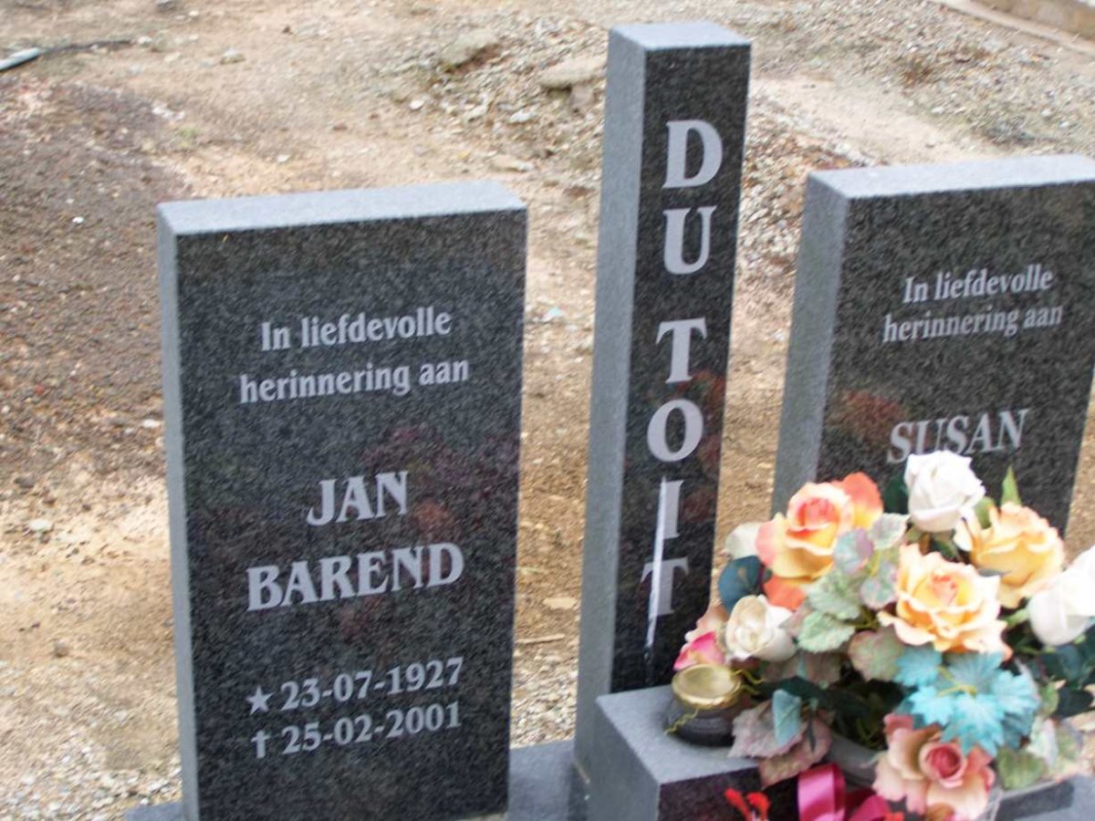 TOIT Jan Barend, du 1927-2001 &amp; Susan 1926-2003