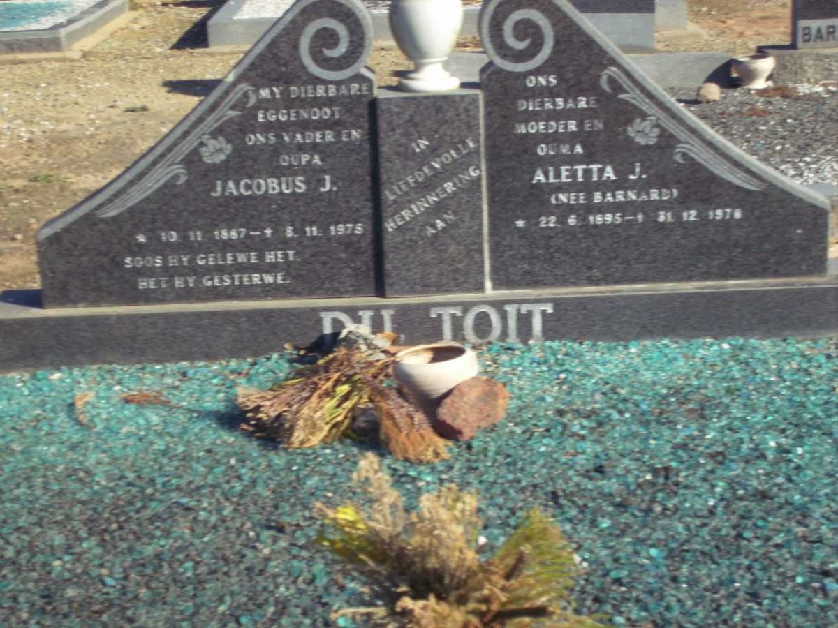 TOIT Jacobus J., du 1887-1975 &amp; Aletta J. BARNARD 1895-1978