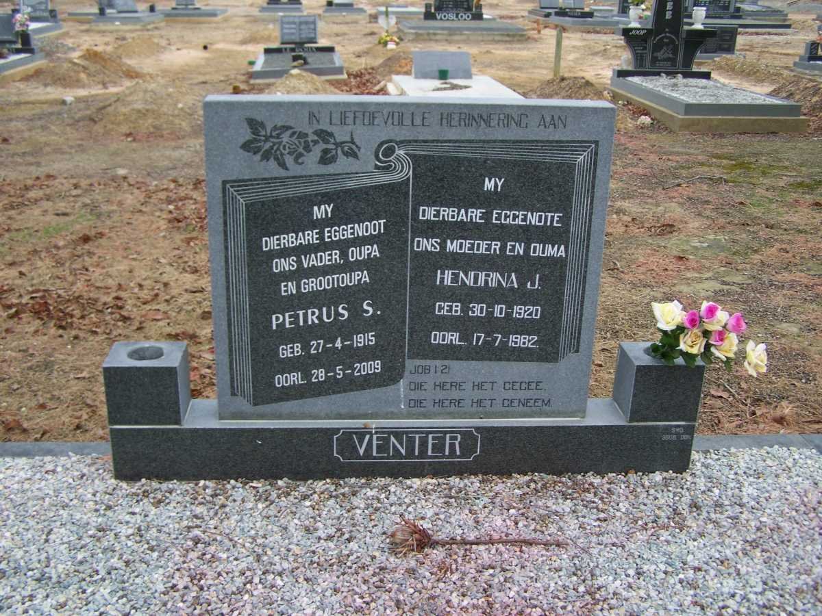 VENTER Petrus S. 1915-2009 &amp; Hendrina J. 1920-1982