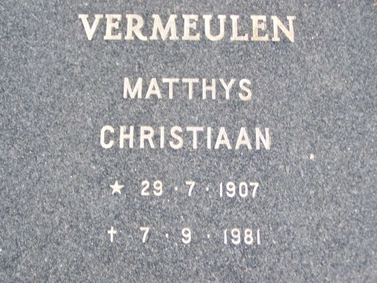 VERMEULEN Matthys Christiaan 1907-1981