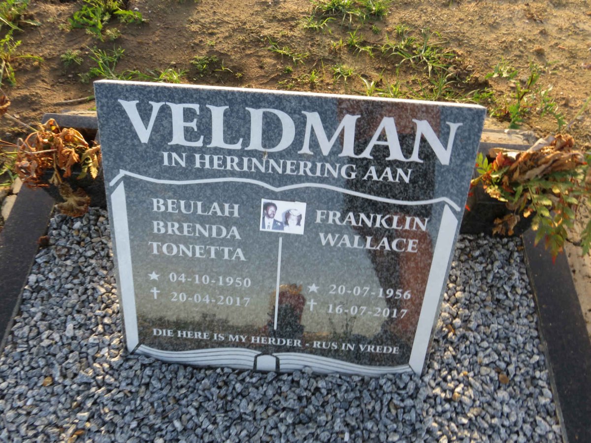 VELDMAN Franklin Wallace 1956-2017 & Beulah Brenda Tonetta 1950-2017