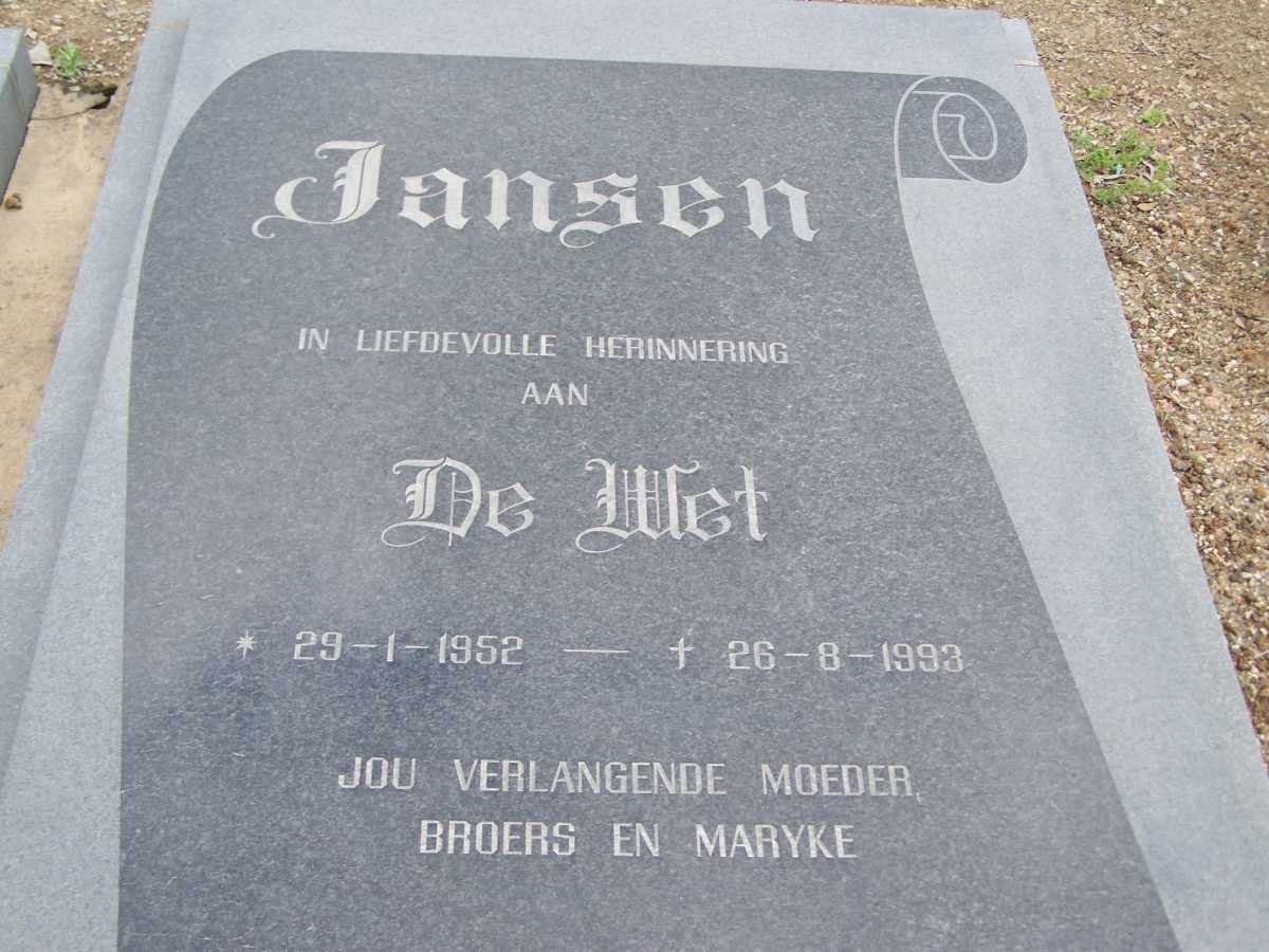 WET Jansen, de 1952-1993