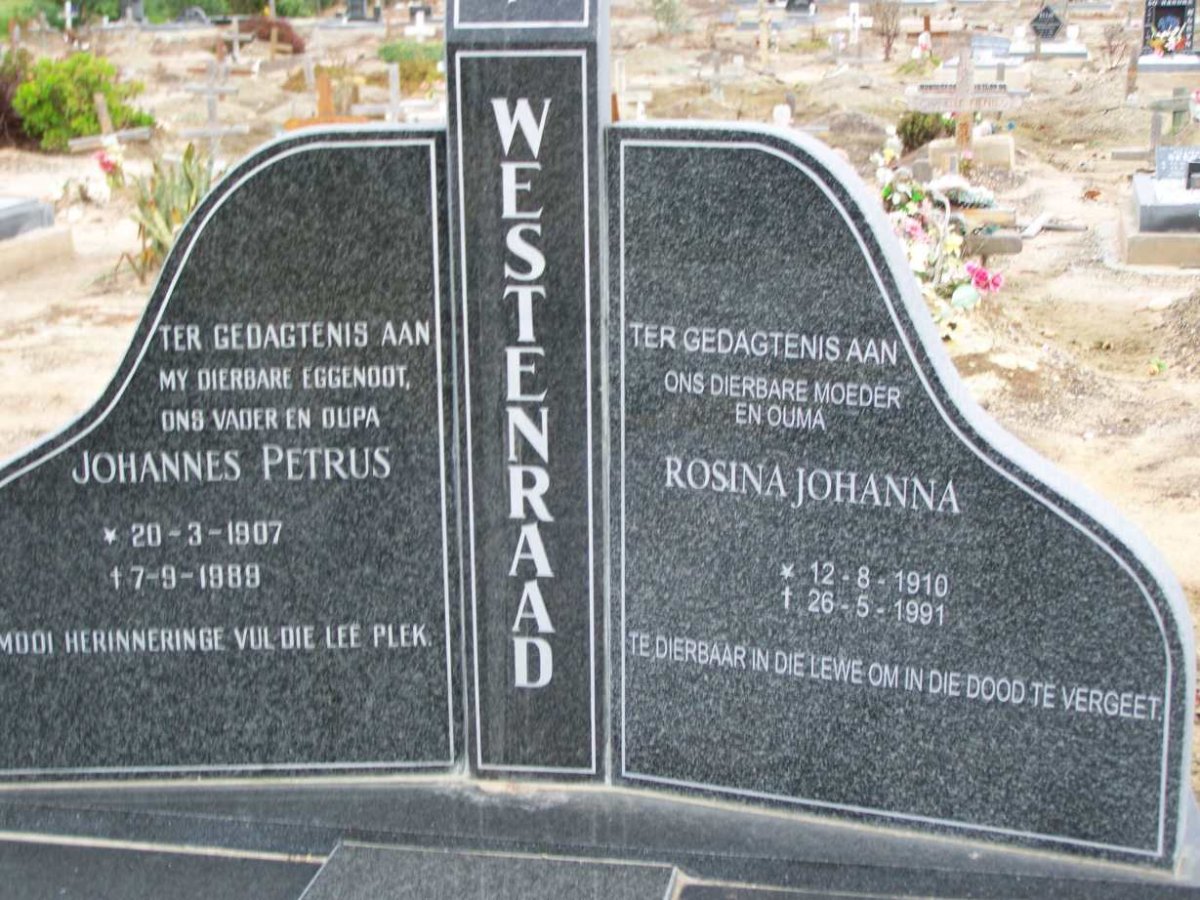 WESTENRAAD  Johannes Petrus 1907-1989 &amp; Rosina Johanna 1910-1991
