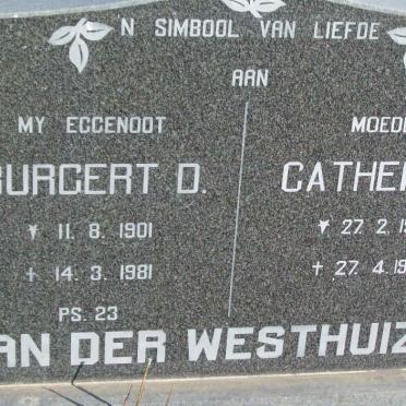 WESTHUIZEN Burgert D., van der 1901-1981 &amp; Catherina 1931-1988