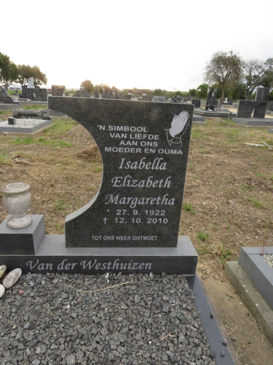 WESTHUIZEN Isabella Elizabeth Margaretha, van der 1922-2010