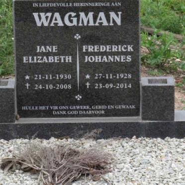 WAGMAN Frederick Johannes 1928-2014 & Jane Elizabeth 1930-2008