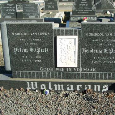 WOLMARANS Petrus G. 1912-1985 &amp; Hendrina G. 1917-1984