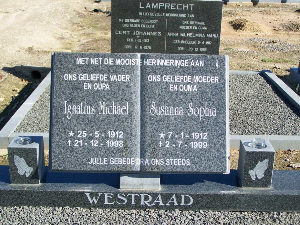 WESTRAAD Ignatius Michael 1912-1998 &amp; Susanna Sophia 1912-1999