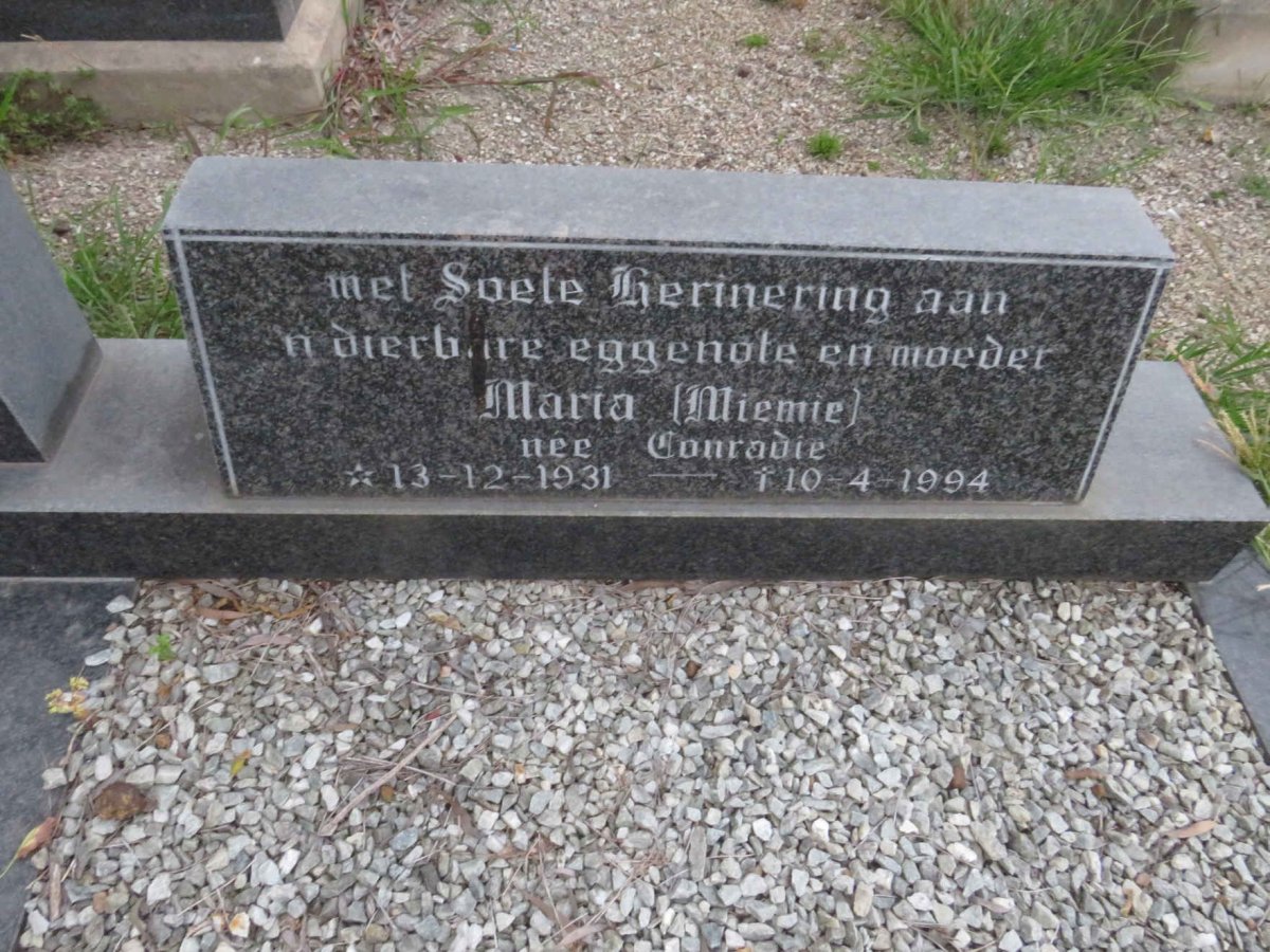 WESTHUYSEN Cuatrino Fourie, van der 1932-2011 &amp; Maria CONRADIE 1931-1994
