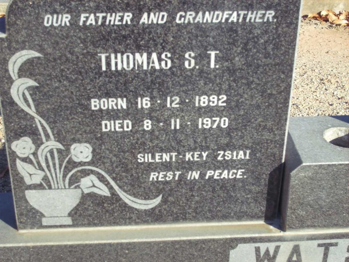WATSON Thomas S.T. 1892-1970