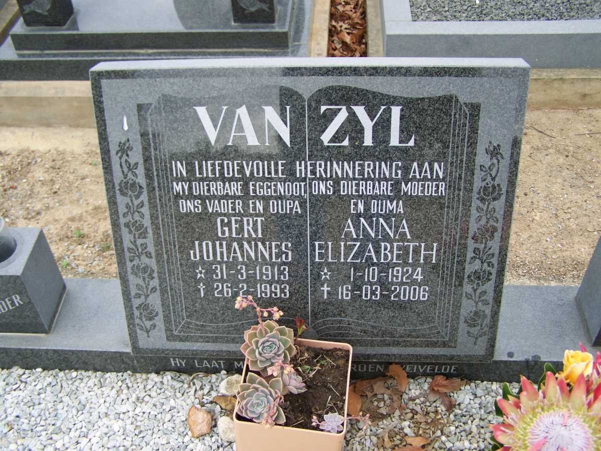 ZYL Gert Johannes, van 1013-1993 &amp; Anna Elizabeth 1924-2006
