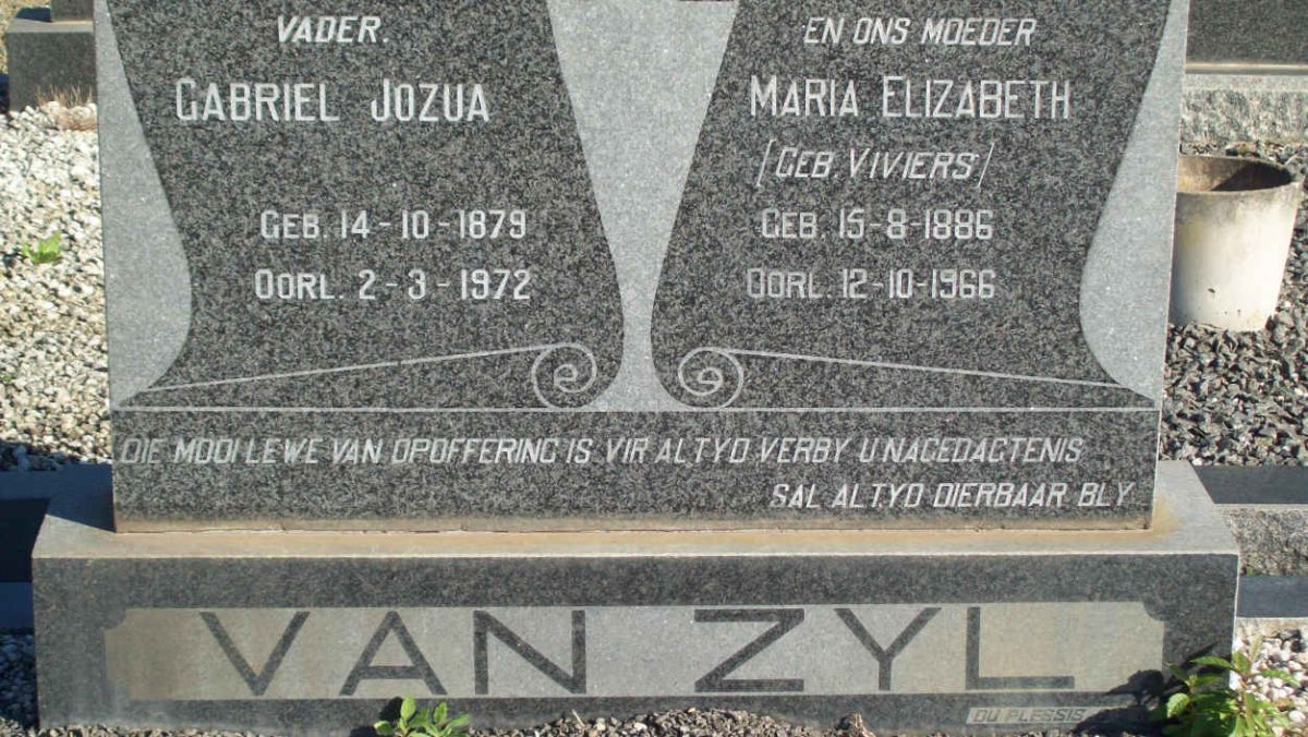 ZYL Gabriel Jozua, van 1879-1972 &amp; Maria Elizabeth VIVIERS 1886-1966