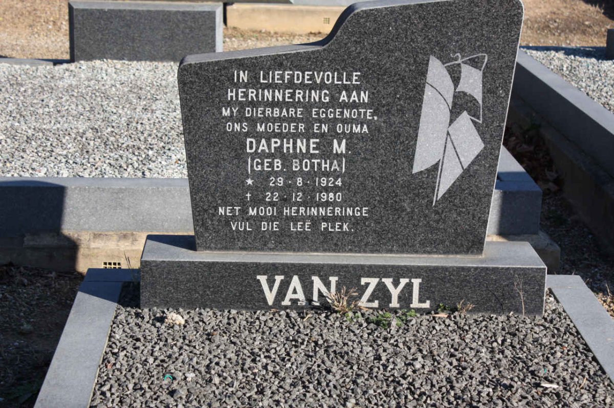 ZYL Daphne M., van nee BOTHA 1924-1980