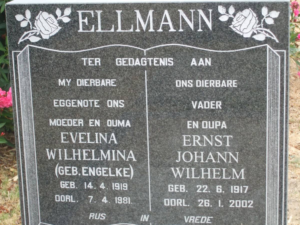 ELLMANN Ernst Johann Wilhelm 1917-2002 &amp; Evelina Wilhelmina ENGELKE 1919-1981