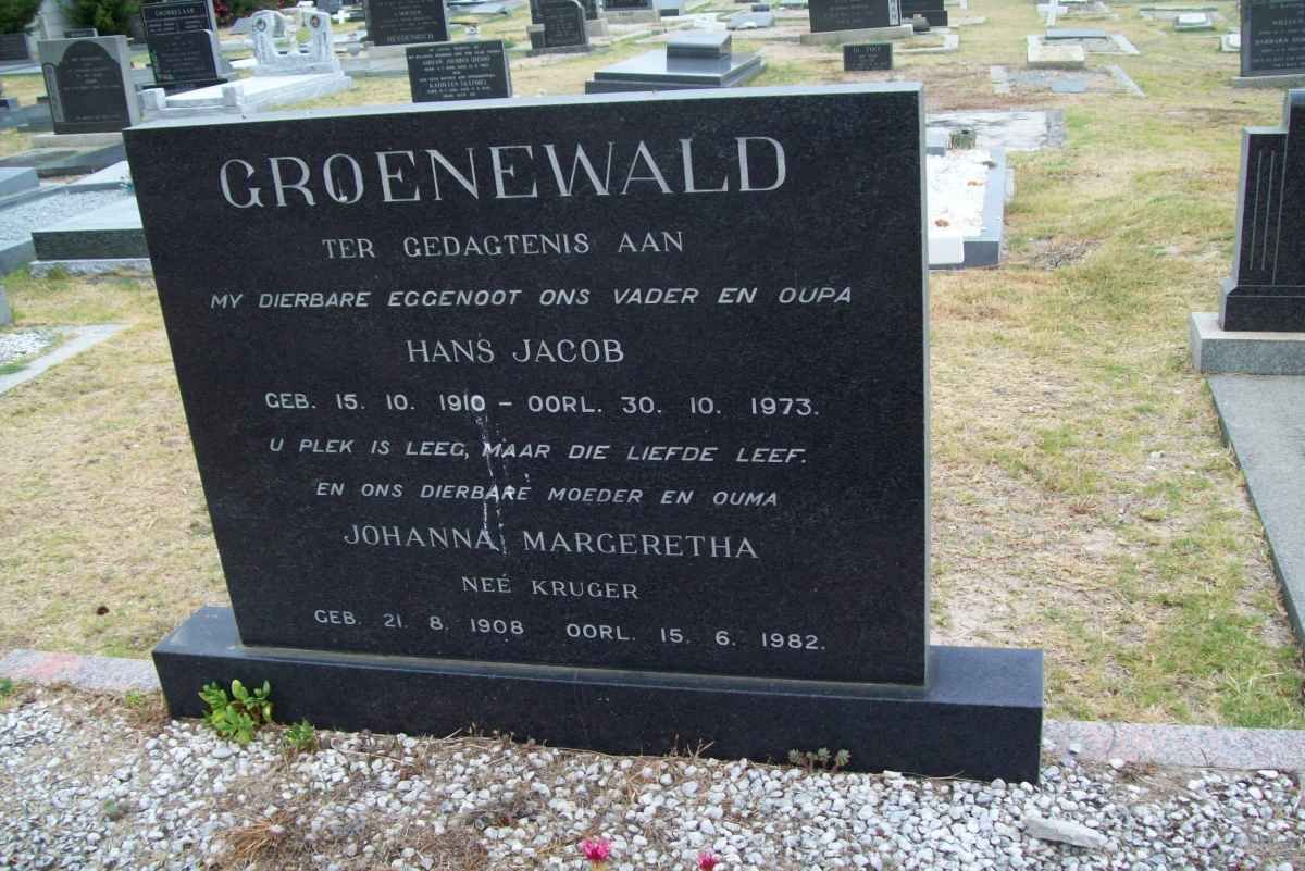 GROENEWALD Hans Jacob 1910-1973 &amp; Johanna Margeretha KRUGER 1908-1982