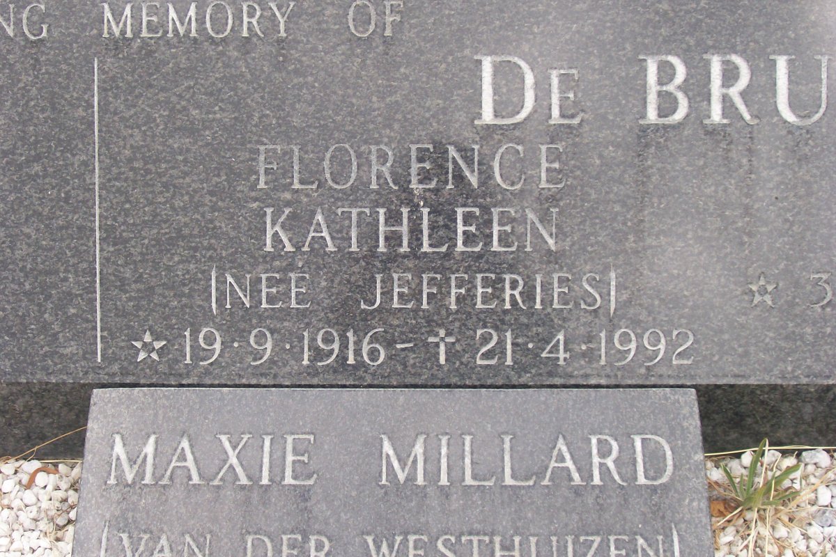 BRUYN Dirk Cornelis, de 1914-1996 &amp; Florence Kathleen JEFFERIES 1916-1992